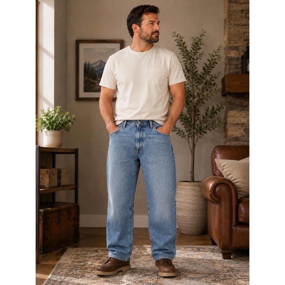 Nautica Jeans Mens 38x30 Light Wash Straight Leg Denim Altered 25" Inseam